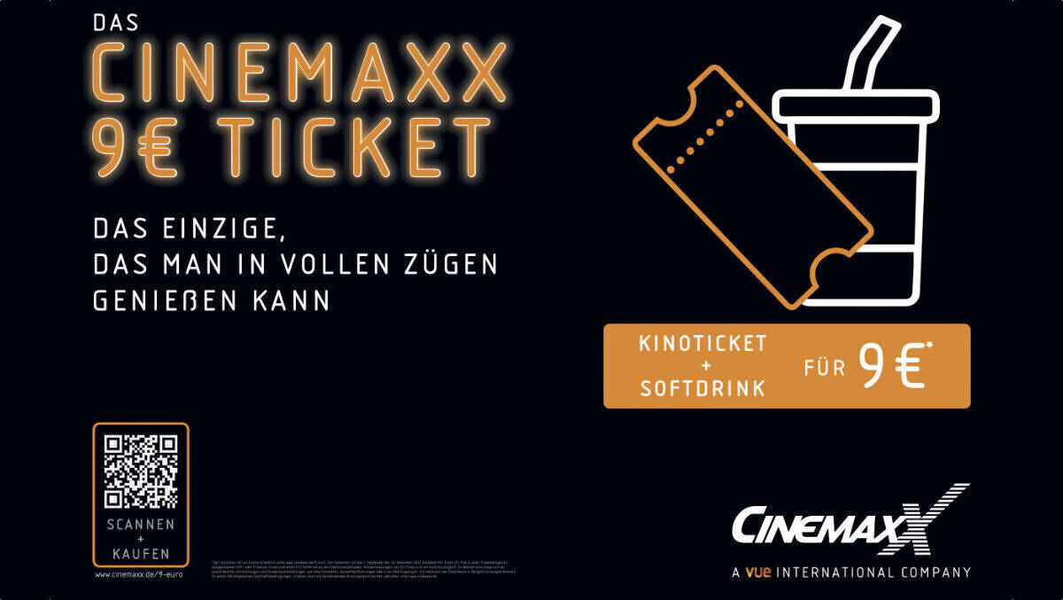 Das 9-Euro-Ticket von Cinemaxx geht an den Start.