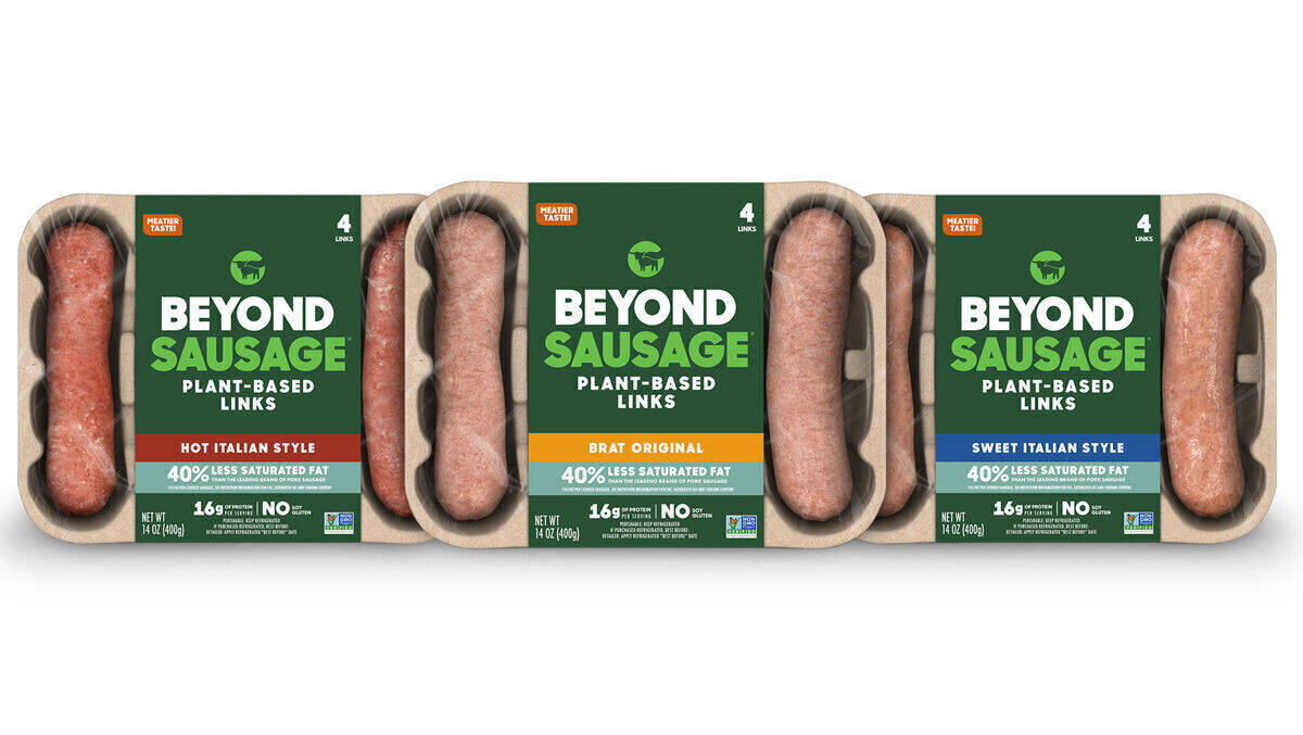 Beyonds Bratwurst 2.0 kommt in drei Geschmacksrichtungen.