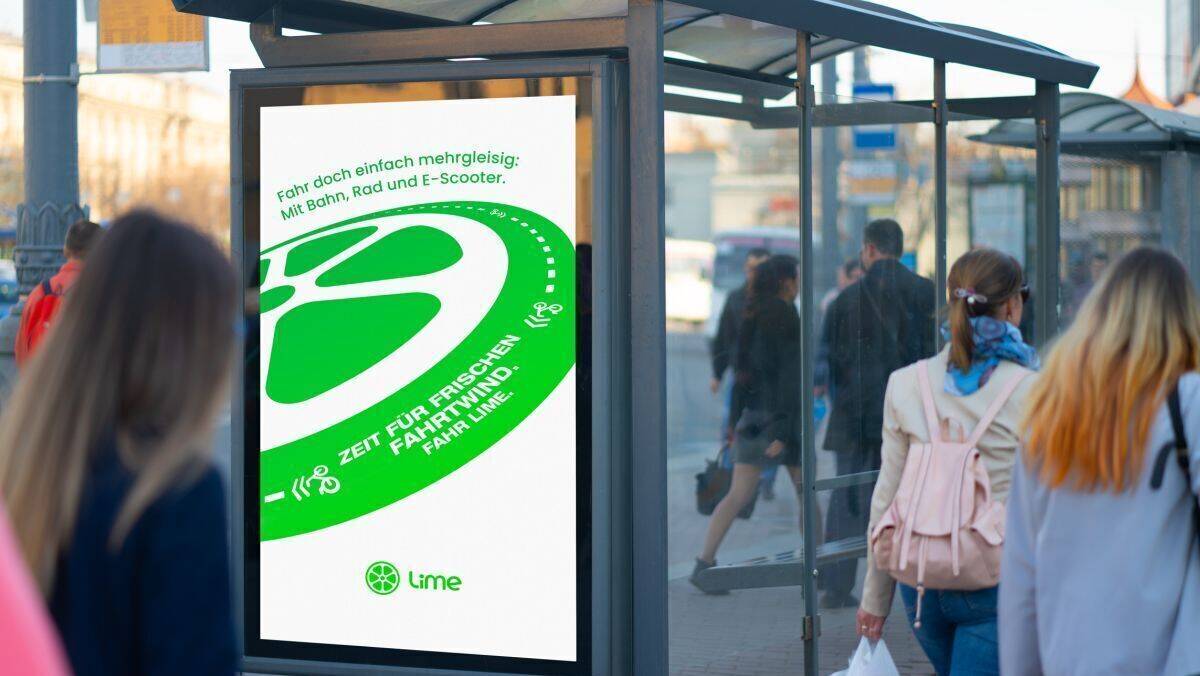 Wichtigster Ort für die DOOH-Kampagne von Lime: Haltestellen.