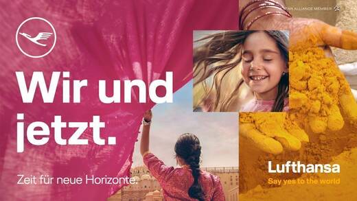 In der Lufthansa-Kampagne vereint jedes Motiv mehrere Einzelmotive.