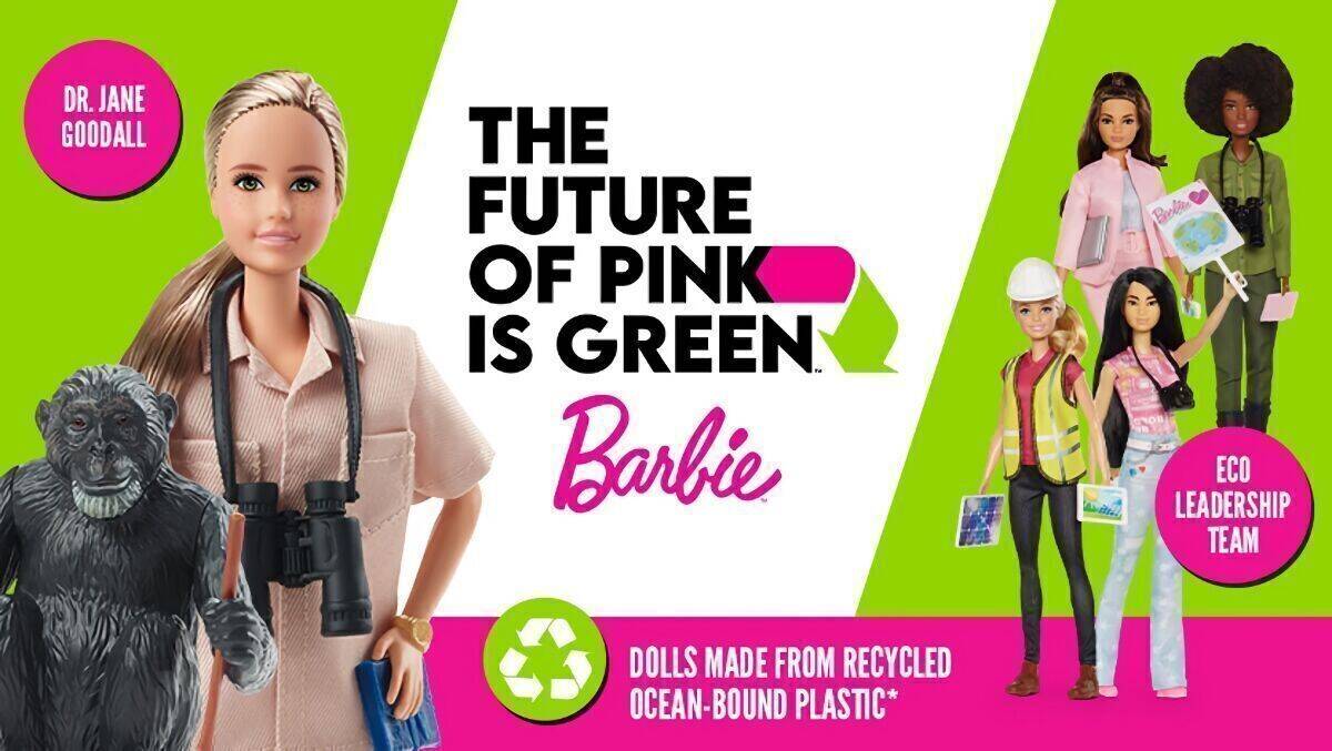Fünf neue Barbies, alle aus Plastikmüll aus Ozeanen.