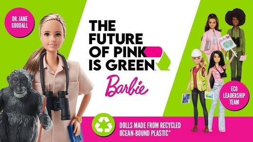 Fünf neue Barbies, alle aus Plastikmüll aus Ozeanen.
