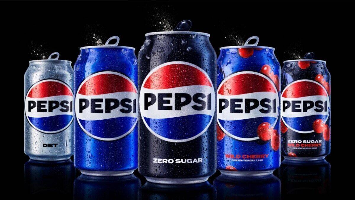 Die neue Designsprache auf den Pepsi-Dosen.