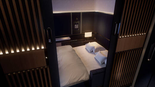 Ein Wohn- und Schlafzimmer über den Wolken. Die neue First Class von Lufthansa Allegris.