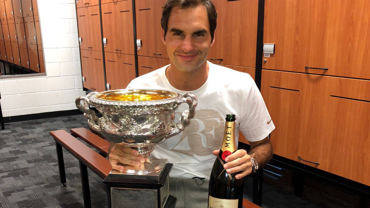 Federer nach seinem Sieg bei den Australian Open 2018.