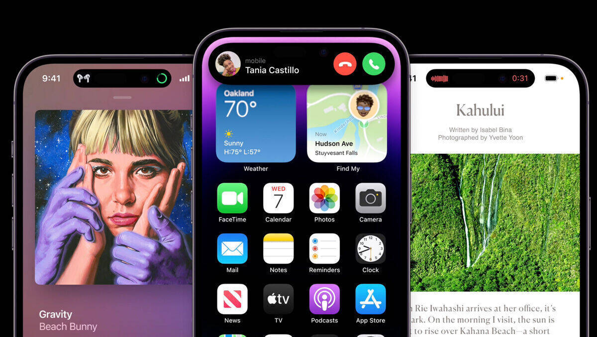 iPhone 14 Pro: Die Notch wird zur interaktiven "Insel" für Benachrichtigungen.