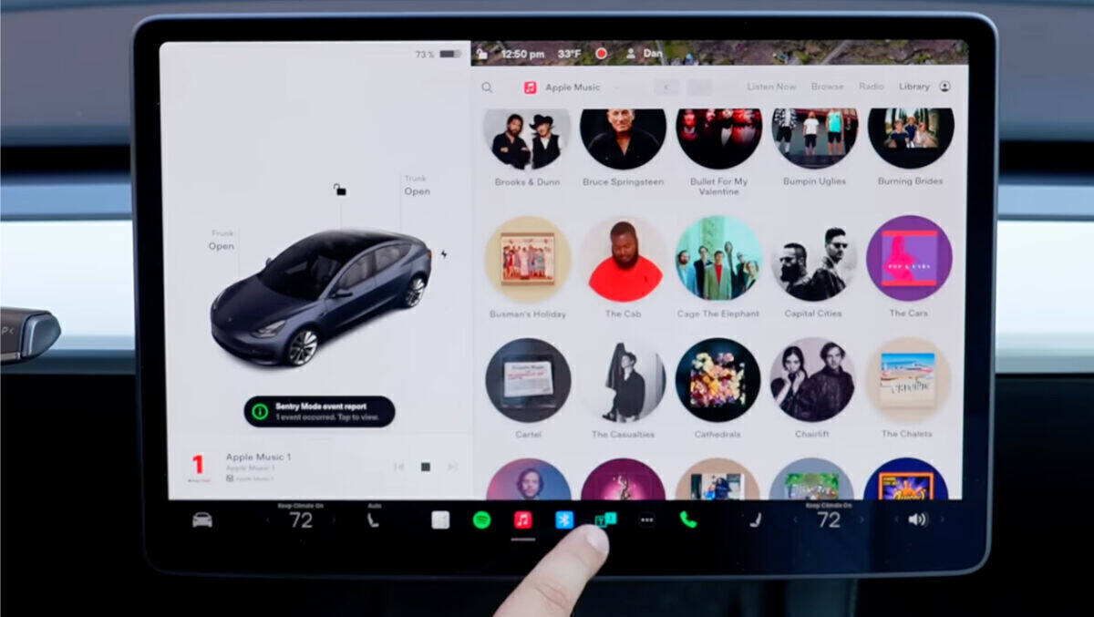 Das Dashboard für Apple Music im Tesla.