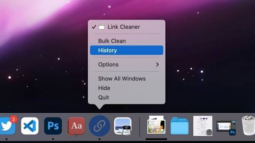 Unter macOS sitzt Link Cleaner auch in der Menüliste fest.