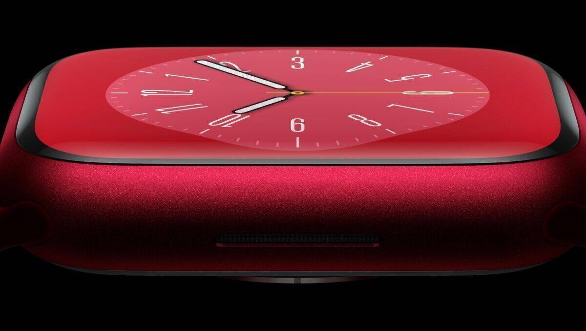 Die neue Apple Watch Series 8 gibt es auch in knalligem Rot.