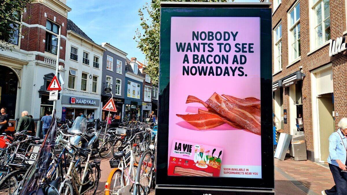 C'est La Vie: Anti-Fleisch-Werbung in Haarlem.