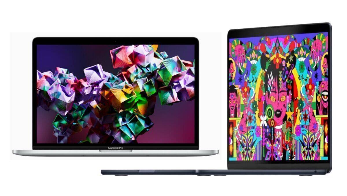 Das Duell: MacBook Pro 2022 (l.) vs. MacBook Air 2022.