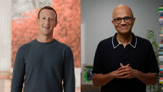 Mark Zuckerberg (l.) und Microsoft-CEO Satya Nadella.