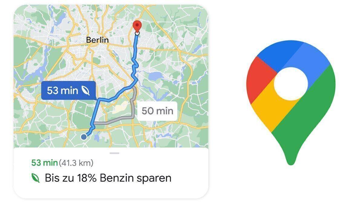 Google-Beispielrechnung für eine Route in Berlin – befahren mithilfe von Google Maps.