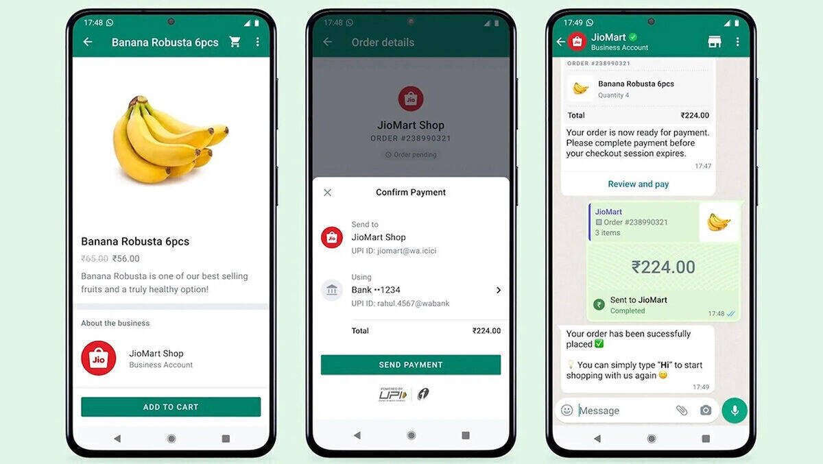 Ausgerechnet Bananen: So sieht die neue Shopping-Funktion in WhatsApp aus.