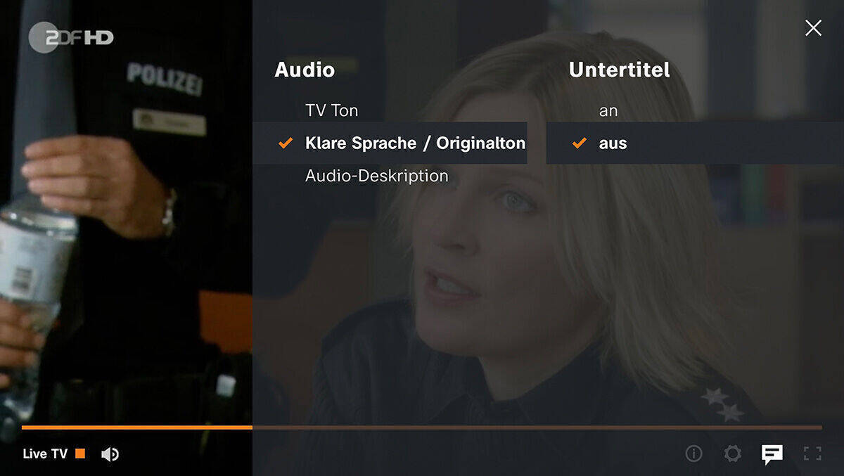 Tonoption "Klare Sprache" in der ZDF-Mediathek – und man hört den Fortschritt tatsächlich.