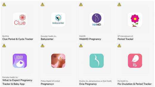 Mozillas Liste der viel zu neugierigen Zyklus-Apps ist lang.