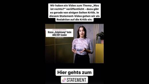 Die neue Story mit dem Statement der Redaktion folgte umgehend.