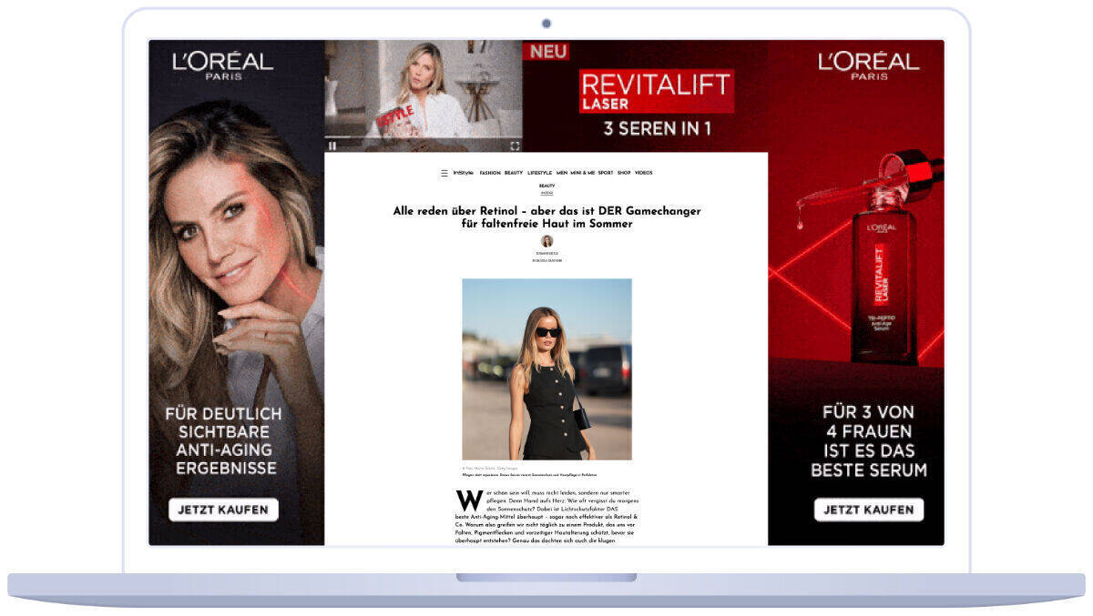 High-Impact-Ad im Einsatz: L’Oréal Paris steigert Aufmerksamkeit im Beauty-Umfeld.