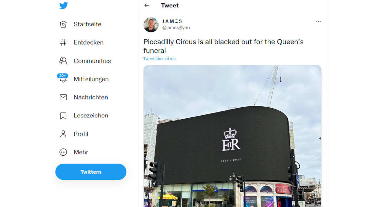 Großbritannien trägt Schwarz – wie hier am Piccadilly Circus in London.