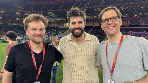 v.l.: Tobias Schiwek (CEO We Are Era), Gerard Piqué (Gründer Kings League), Christoph von Schwerin (CFO We Are Era)