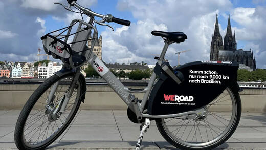 Aus gebrandete Nextbikes sind Teil der WeRoad-Kampagne