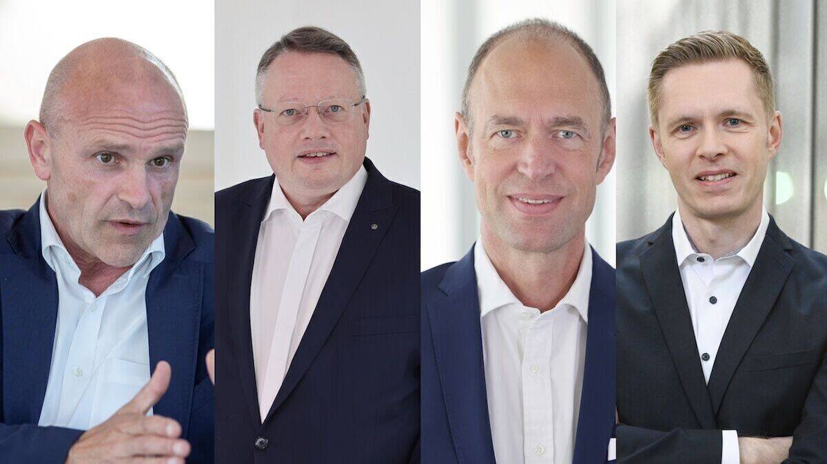Thomas Ulbrich, Alexander Seitz, Patrik Andreas Mayer und Kai Grünitz (v.l.n.r.) rücken zum Oktober in verschiedene Posten bei VW vor.