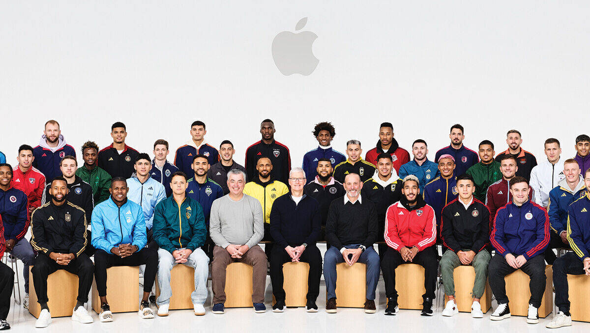 Tim-Win-Situation: Apple-CEO Cook mit den Stars der MLS.