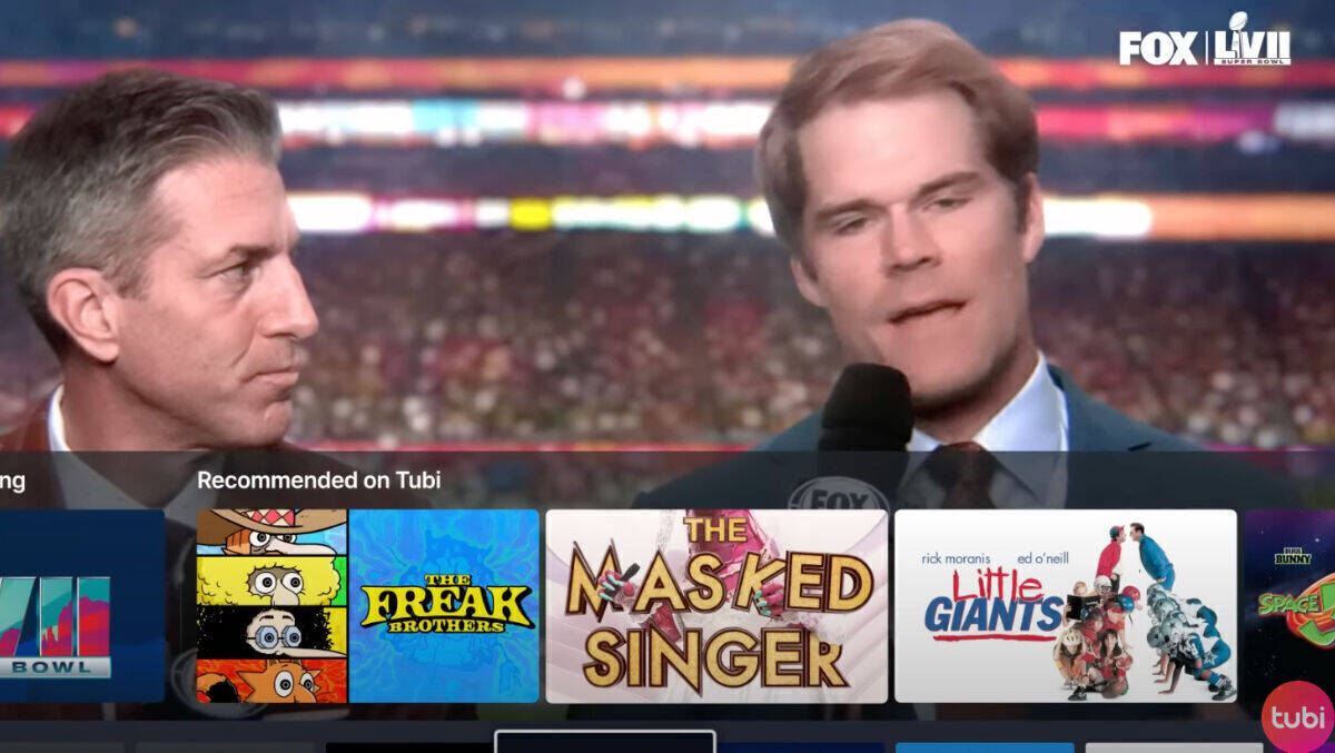 Volle Tube: Screenshot aus der Super-Bowl-Ad (von Tubi).