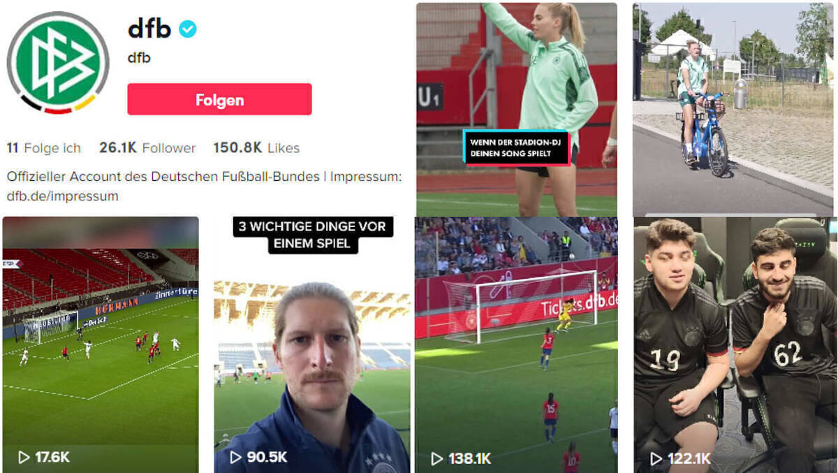 Der DFB ist seit vergangener Woche auf Tiktok.