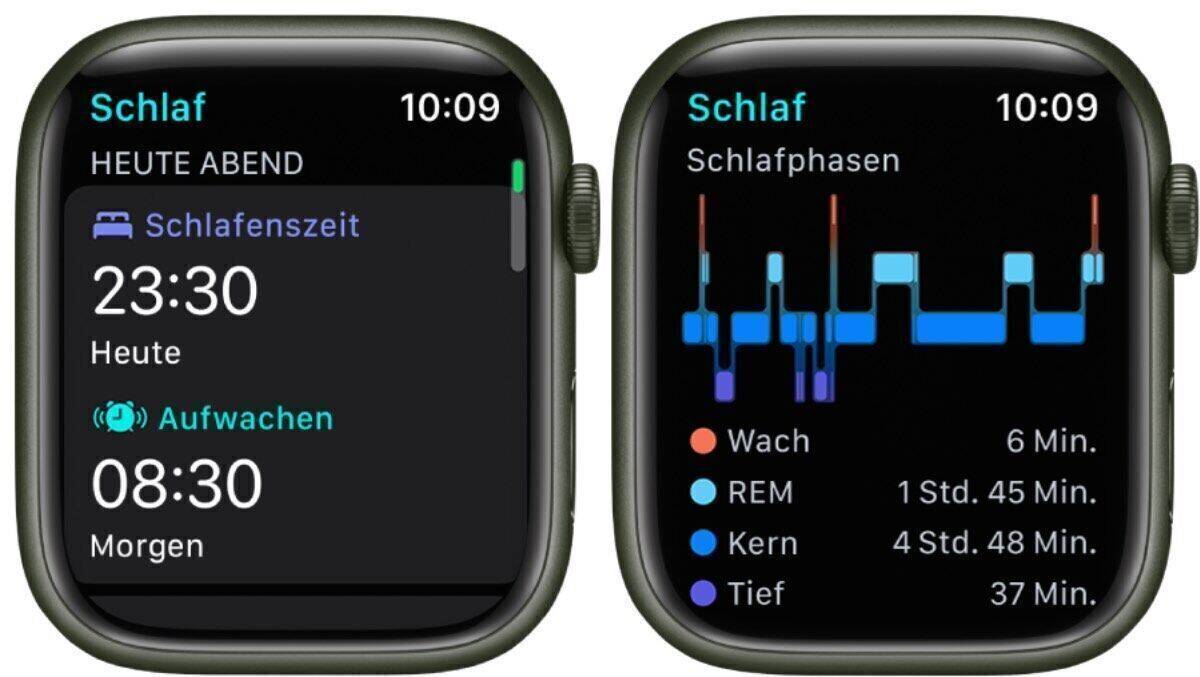 So sieht die Schlafprotokollierung auf der Apple Watch aus.