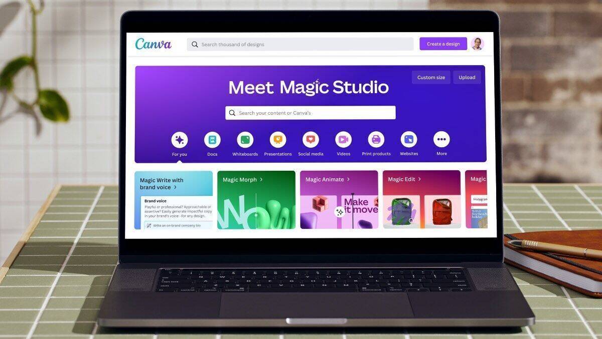 Das ist die Startseite von Canvas Magic Studio.