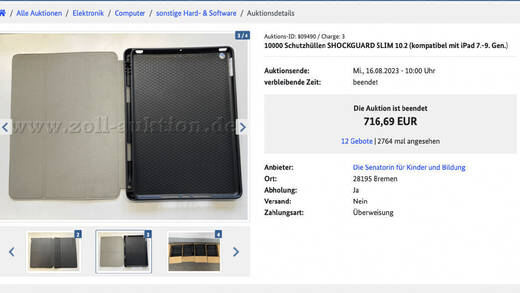 Bei 716,69 Euro fiel der Hammer für die kuriose iPad-Auktion.