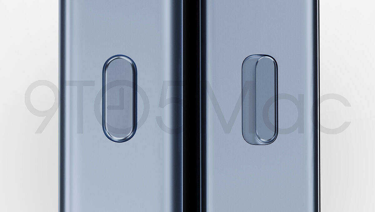 Finger am Pro, Action-Show! Knopf am iPhone 15 Pro (links) statt Schalter am iPhone 14 Pro (rechts).