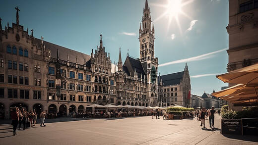 So stellt sich die dänische KI-Kamera den Münchner Marienplatz vor. Stimmt fast…