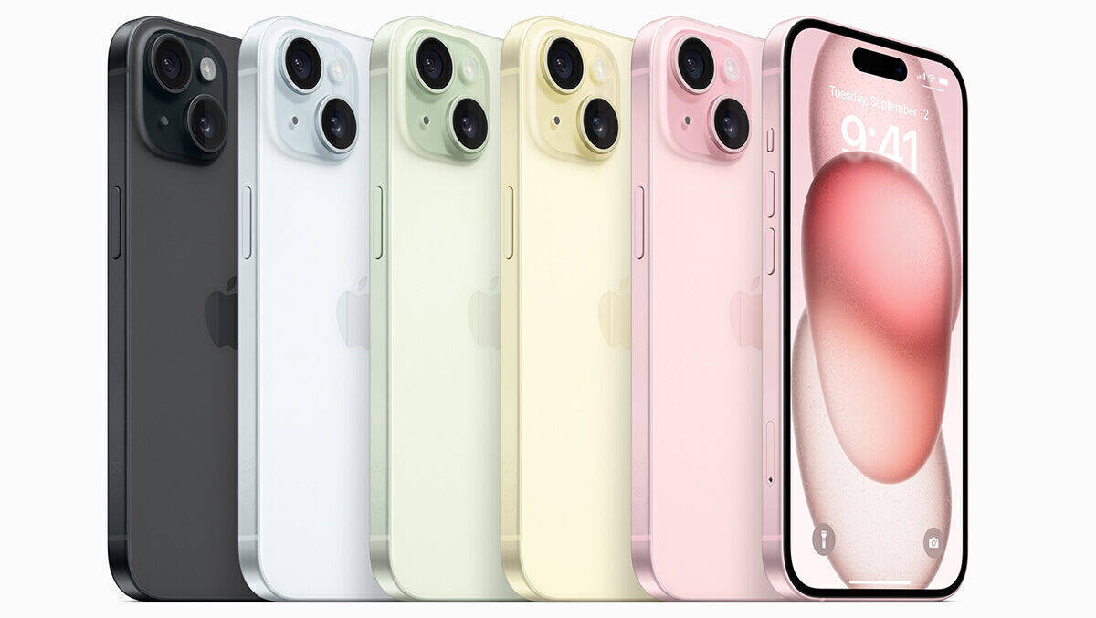 Zu lange in der Sonne gelegen? Das iPhone 15 wirkt zumindest farblich etwas blass.