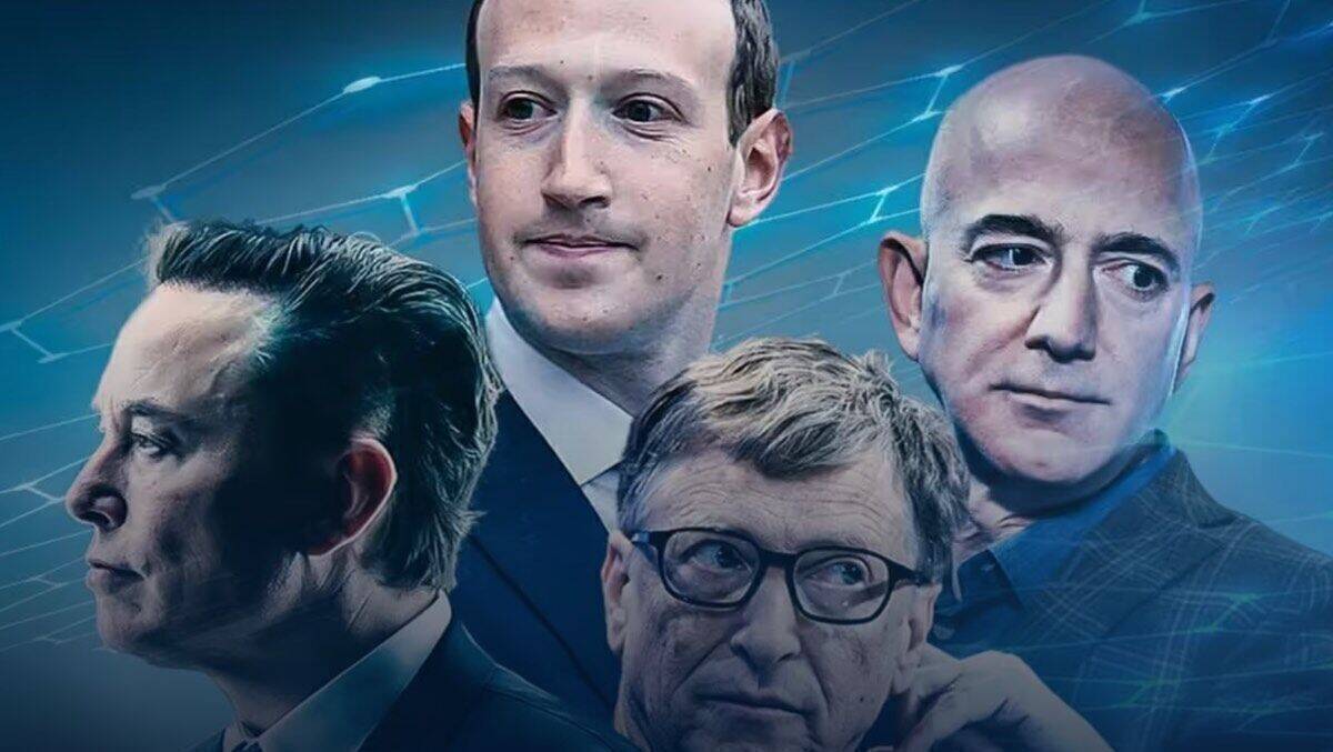 Vier Folgen, vier Tech-Titanen (v.l.): Musk, Zuckerberg, Gates und Bezos.
