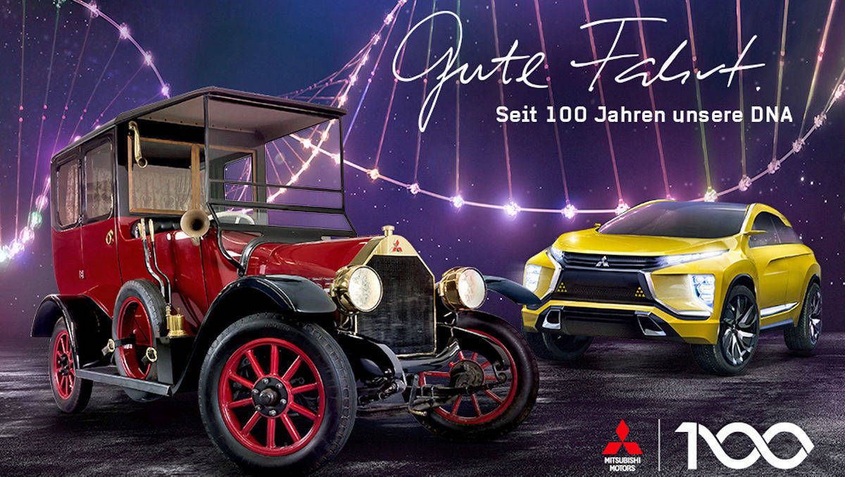 Key-Visual der Kampagne: Mitsubishi baut seit 1917 Automobile.