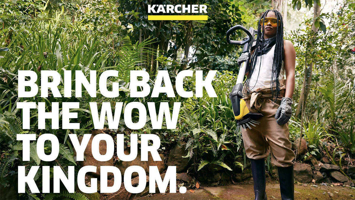 Der Slogan wird je nach Produktsegment erweitert - bei Gartengeräte mit "to your Kingdom".  