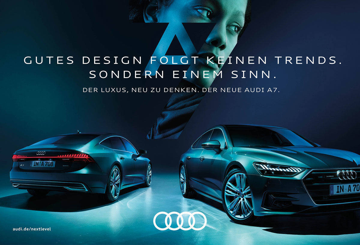 Ein Printmotiv für die Audi-Oberklasse.