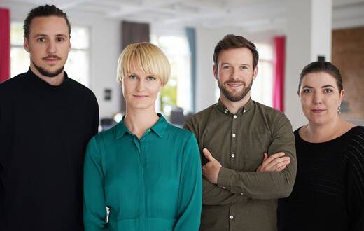 Das Leitungsteam von Oddity Jungle in Berlin: Dennis Dünnwald (v.l.), Eva Reitenbach, Tobias Henning, Sandra Kiene