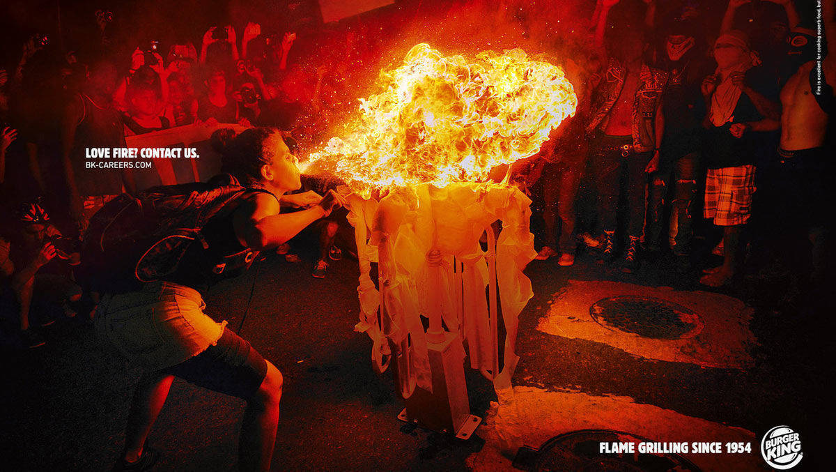 Feuerspucken? Schön und gut, aber für Flammen sieht Burger King andere Einsatzmöglichkeiten.