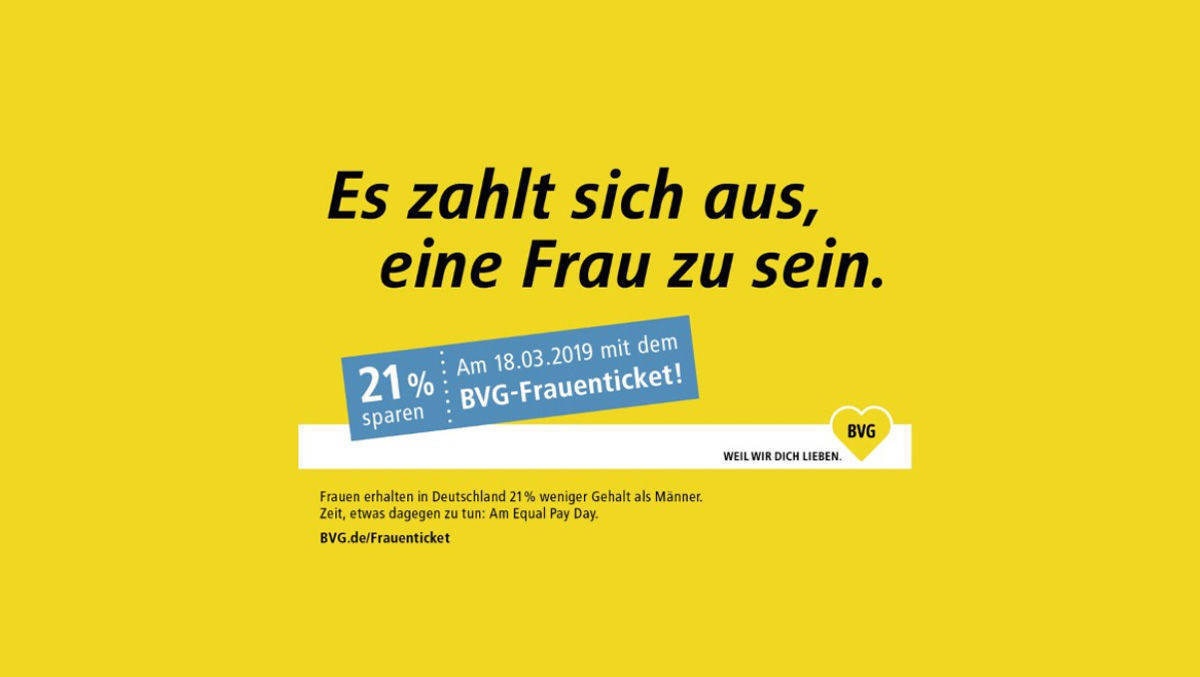 Equal Pay Day: Die BVG bietet zum 18. März erstmals ein günstiges Frauenticket an.