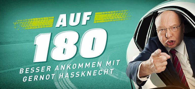Er ist auf 180 - und grantelt für "Runter vom Gas": Deutschlands Verkehrserzieher Nummer 1, Gernot Hassknecht. 