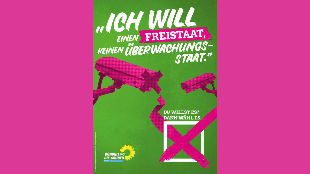 Dieses Plakat spielt auf das umstrittene Polizeiaufgabengesetz an. 