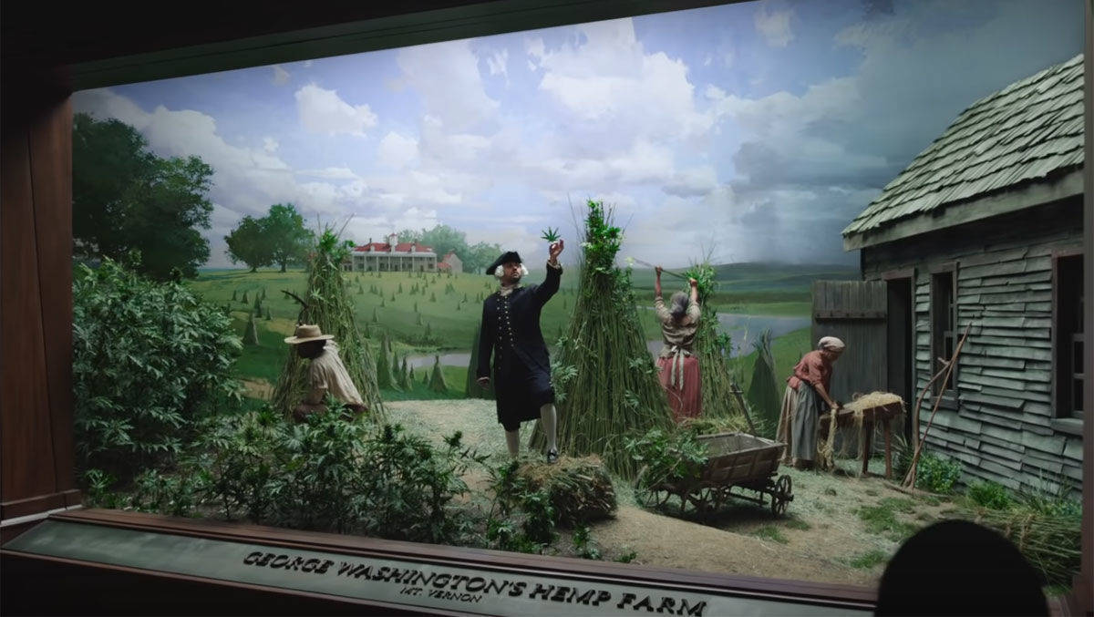Wie im Historischen Museum führt Spike Jonze mit dreidimensionalen Inszenierungen durch die Geschichte. Er beginnt auf der Hanfplantage von George Washington.