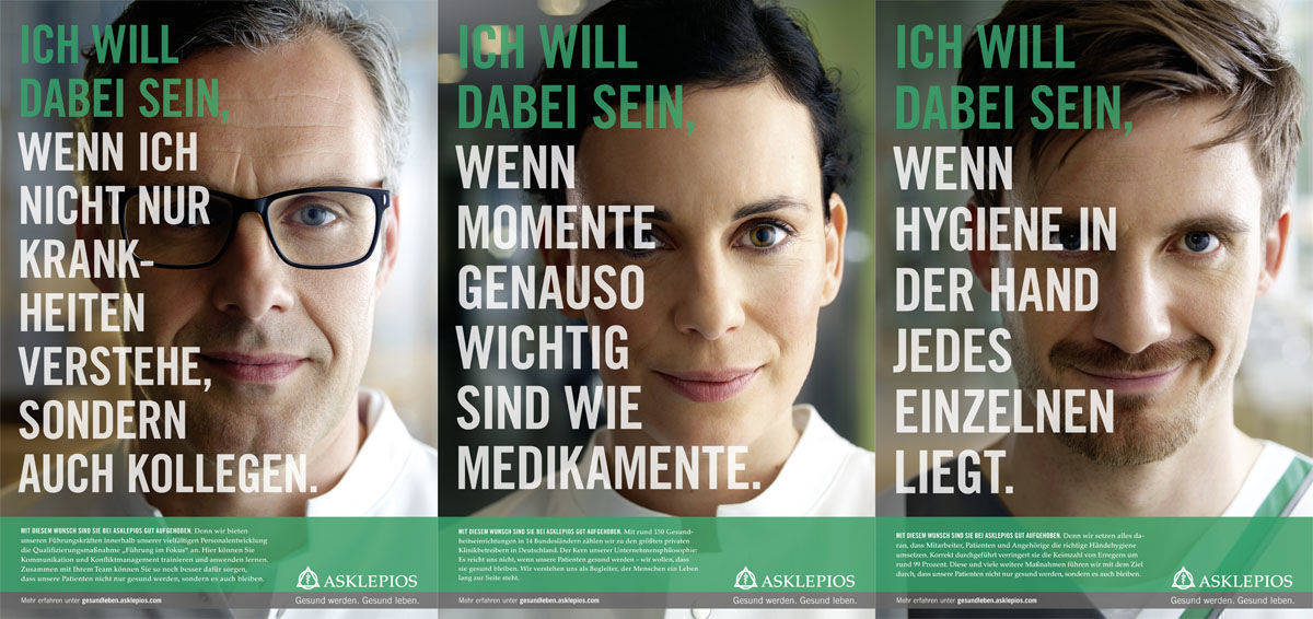 Personal-Kampagnenmotive von Grabarz & Partner für Asklepios.
