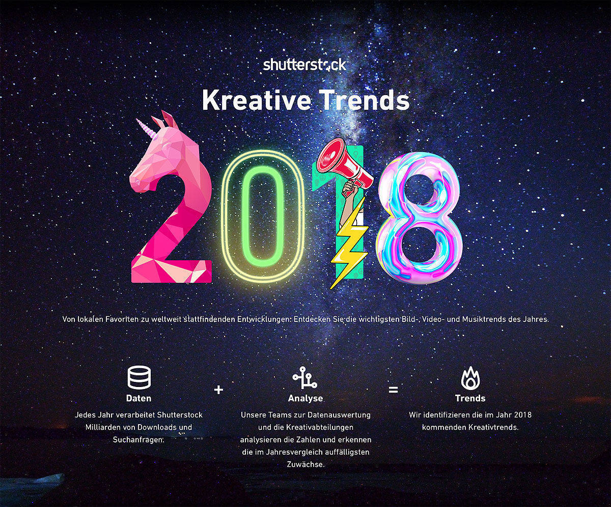 Der Creative Trends Report 2018 von Shutterstock listet elf Styles auf, die das Design maßgeblich beeinflussen. 