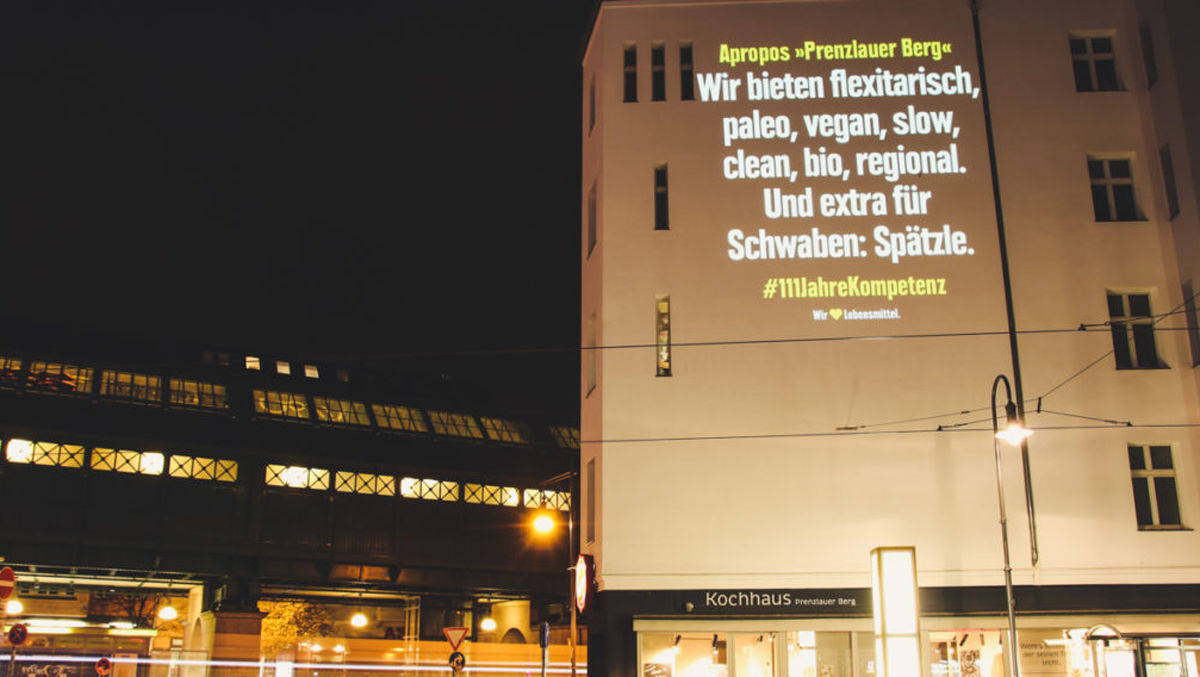 Ironischer Spott im Prenzlberg von Edeka.