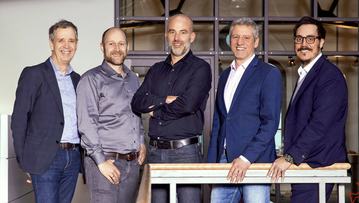 v.l. Robert Müller (FaF), Stefan Janssen (Geometry), Jörg Krauthäuser (FaF), Dietmar Jähn (FaF), Diego Miranda (Geometry-CEO)