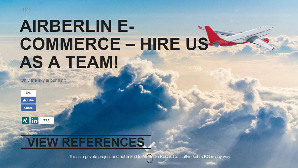 Initiativ-Bewerbung: Das E-Commerce-Team von Air Berlin sucht neue Jobs.